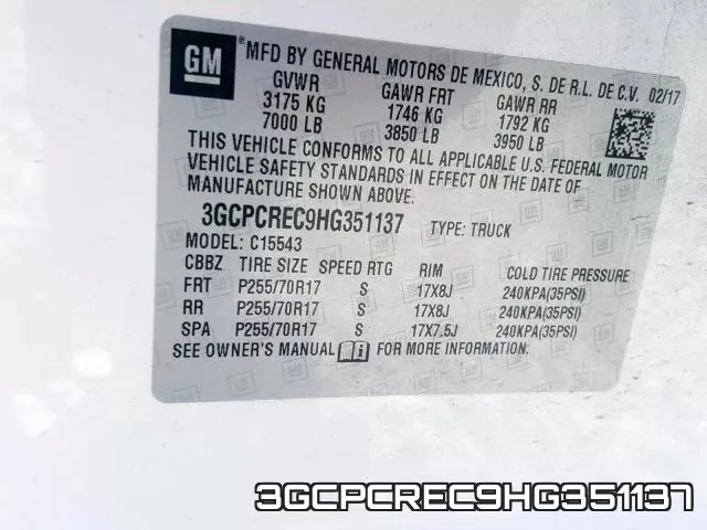 3GCPCREC9HG351137 фото 2