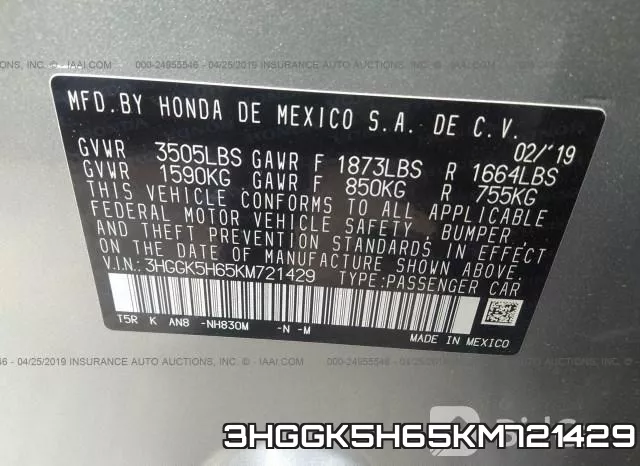 3HGGK5H65KM721429 фото 10