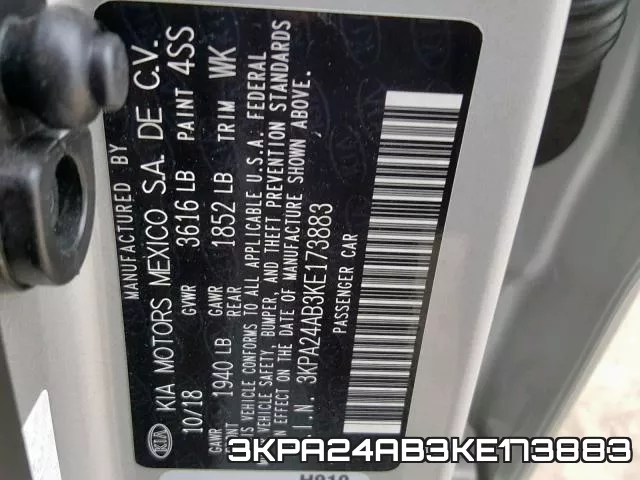3KPA24AB3KE173883 фото 2