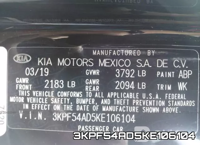 3KPF54AD5KE106104 фото 10