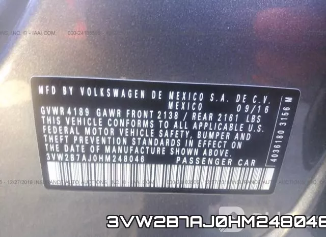 3VW2B7AJ0HM248046 фото 10