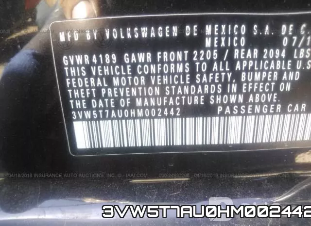 3VW5T7AU0HM002442 фото 10