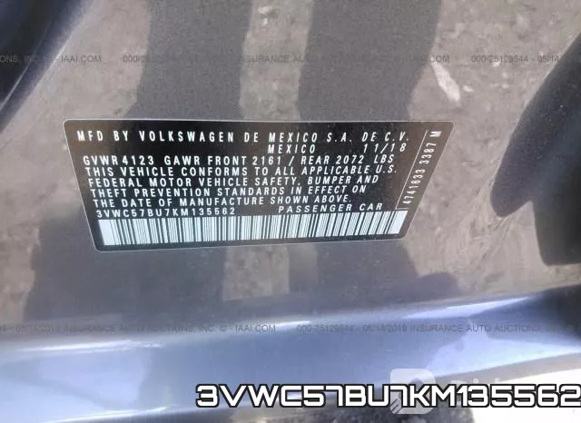 3VWC57BU7KM135562 фото 10