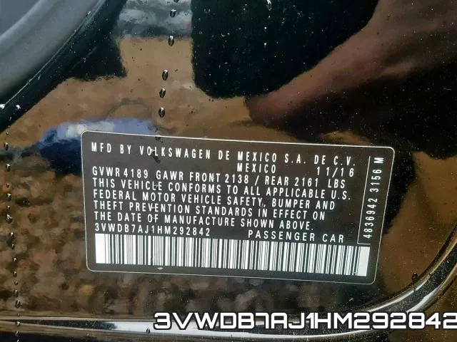 3VWDB7AJ1HM292842 фото 2