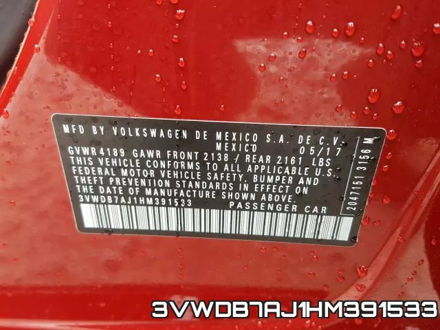 3VWDB7AJ1HM391533 фото 2