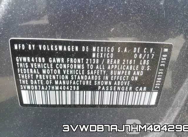 3VWDB7AJ7HM404298 фото 10