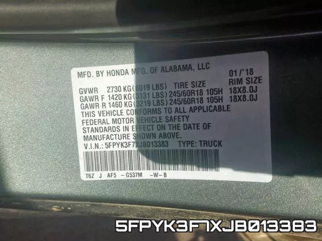 5FPYK3F7XJB013383 фото 2