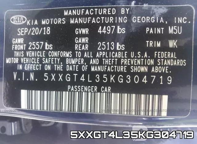 5XXGT4L35KG304719 фото 10
