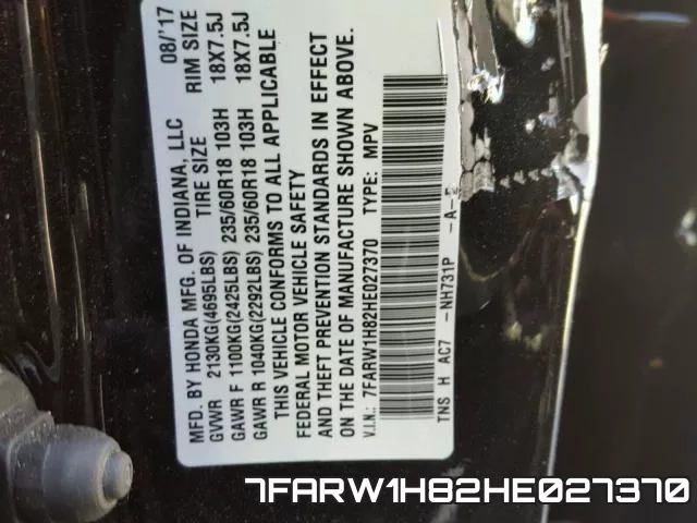 7FARW1H82HE027370 фото 2