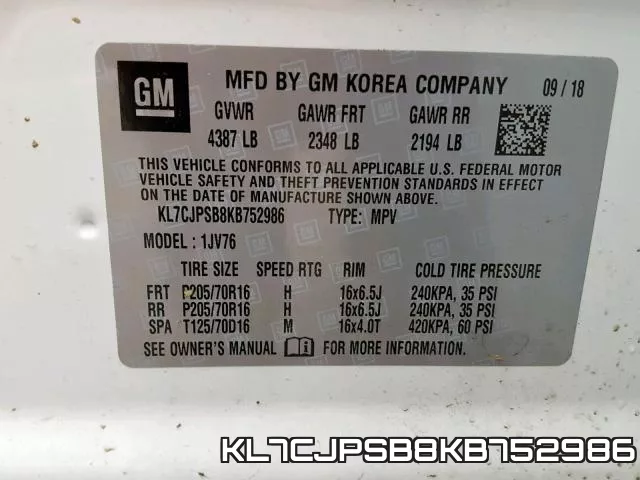 KL7CJPSB8KB752986 фото 2
