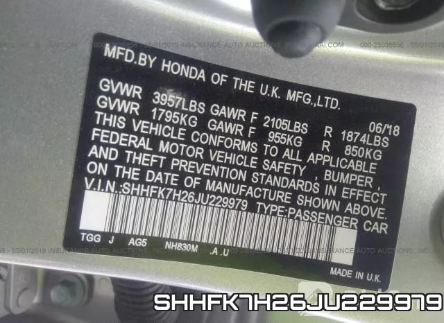 SHHFK7H26JU229979 фото 10