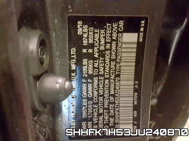 SHHFK7H53JU240870 фото 2