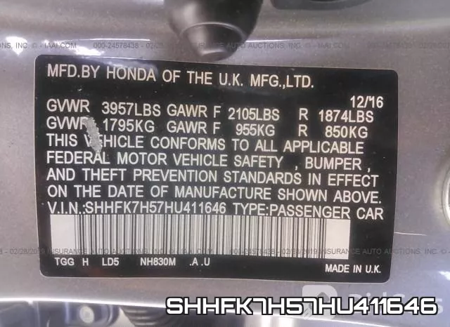 SHHFK7H57HU411646 фото 10