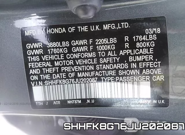 SHHFK8G76JU202087 фото 10