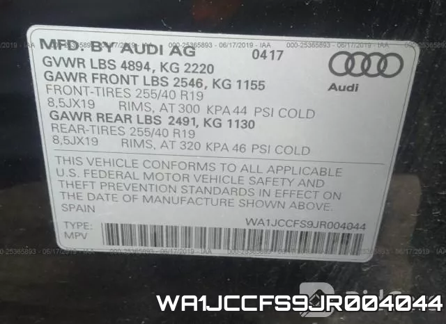 WA1JCCFS9JR004044 фото 10