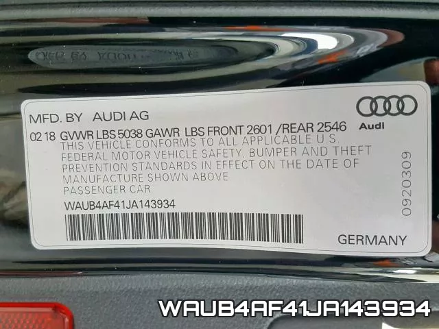 WAUB4AF41JA143934 фото 2