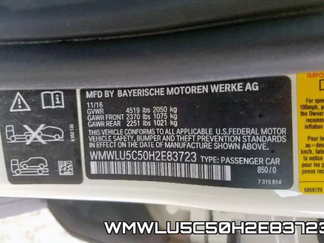 WMWLU5C50H2E83723 фото 2