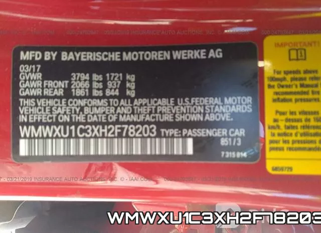 WMWXU1C3XH2F78203 фото 10