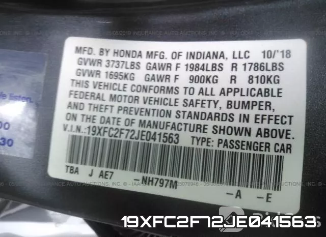 19XFC2F72JE041563 фото 10