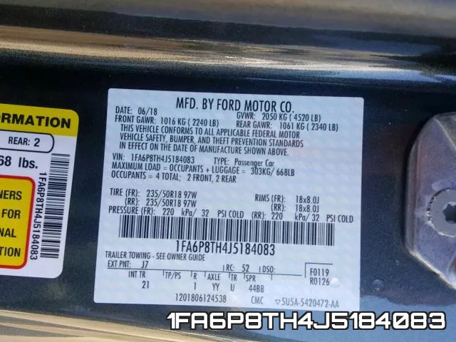 1FA6P8TH4J5184083 фото 2