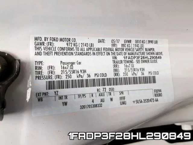 1FADP3F28HL290849 фото 2