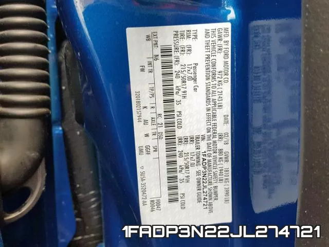 1FADP3N22JL274721 фото 2