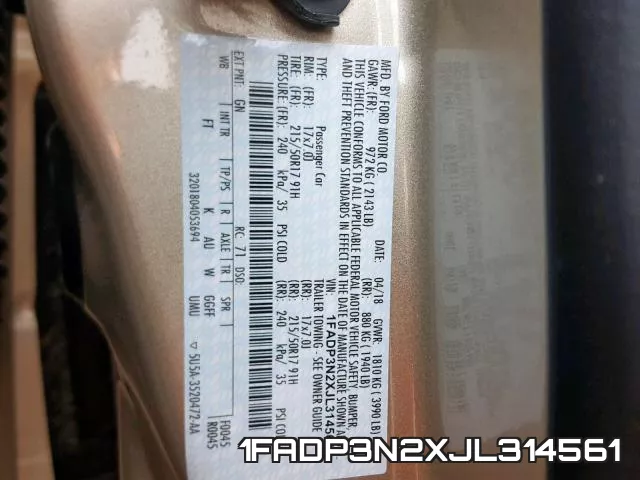 1FADP3N2XJL314561 фото 2