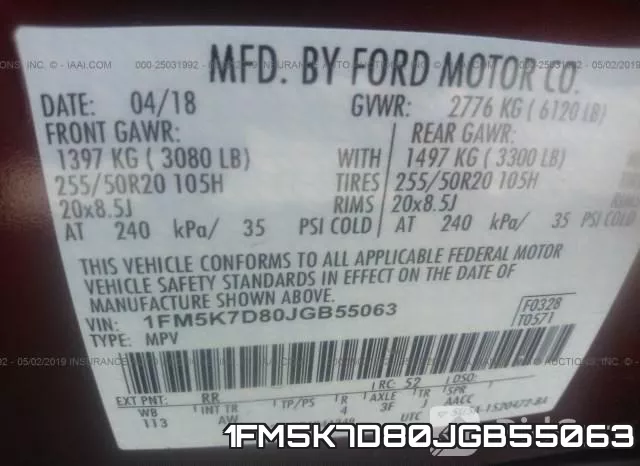 1FM5K7D80JGB55063 фото 10