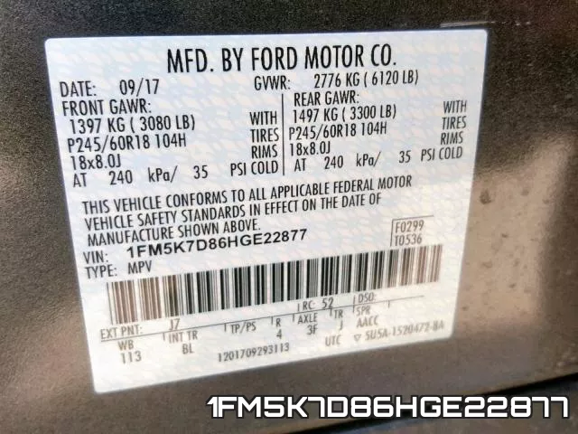 1FM5K7D86HGE22877 фото 2