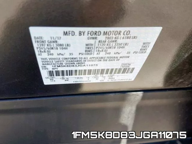 1FM5K8D83JGA11075 фото 2