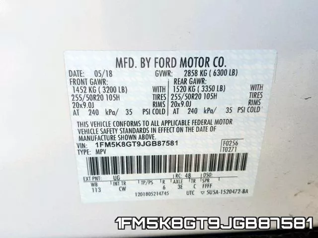1FM5K8GT9JGB87581 фото 2