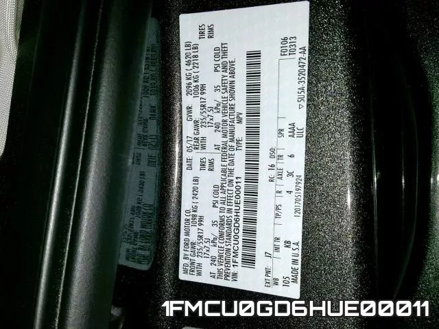 1FMCU0GD6HUE00011 фото 2