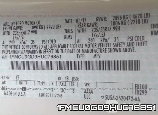 1FMCU0GD9HUC76851 фото 10