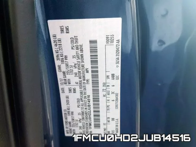 1FMCU0HD2JUB14516 фото 2