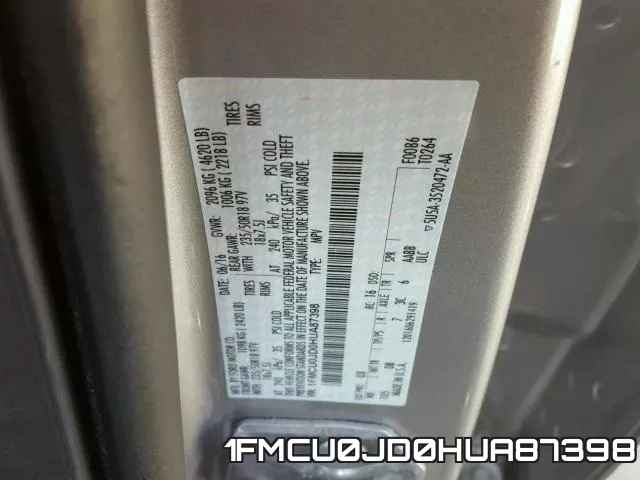 1FMCU0JD0HUA87398 фото 2