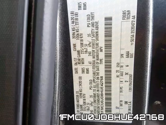 1FMCU0JD8HUE42768 фото 2
