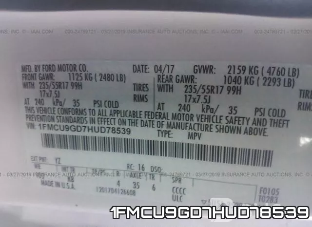1FMCU9GD7HUD78539 фото 10