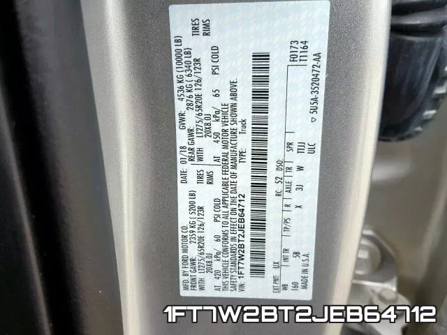 1FT7W2BT2JEB64712 фото 2