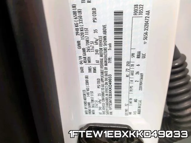 1FTEW1EBXKKD49033 фото 2