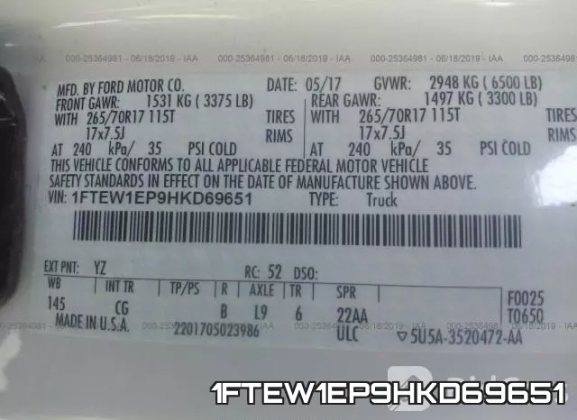 1FTEW1EP9HKD69651 фото 10