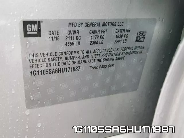 1G1105SA6HU171887 фото 2