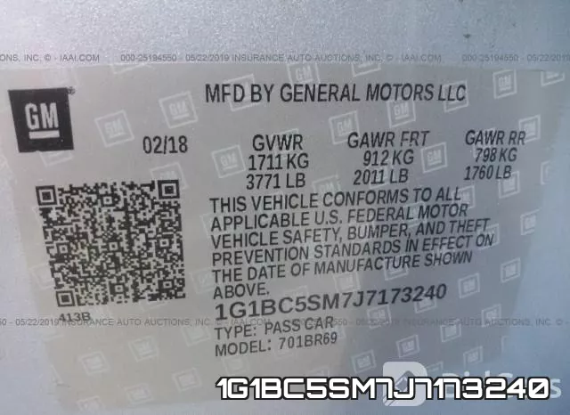 1G1BC5SM7J7173240 фото 10