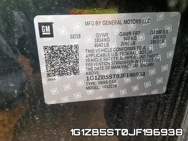 1G1ZB5ST0JF196938 фото 2