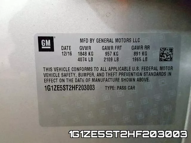 1G1ZE5ST2HF203003 фото 2
