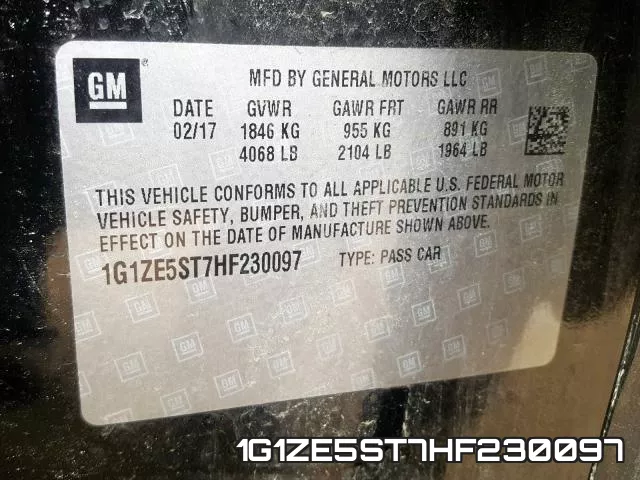 1G1ZE5ST7HF230097 фото 2