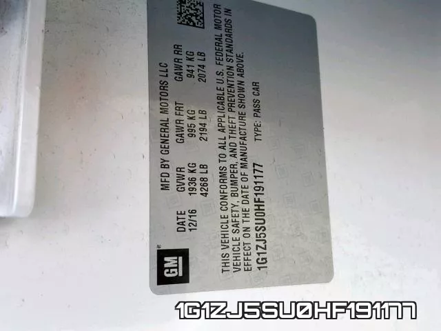 1G1ZJ5SU0HF191177 фото 2