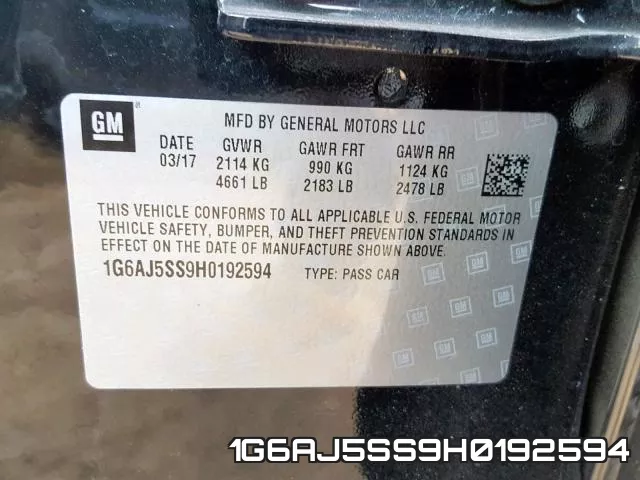 1G6AJ5SS9H0192594 фото 2