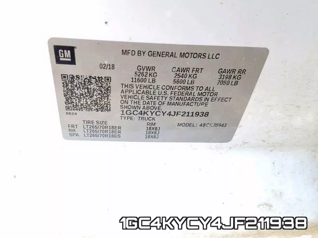 1GC4KYCY4JF211938 фото 2