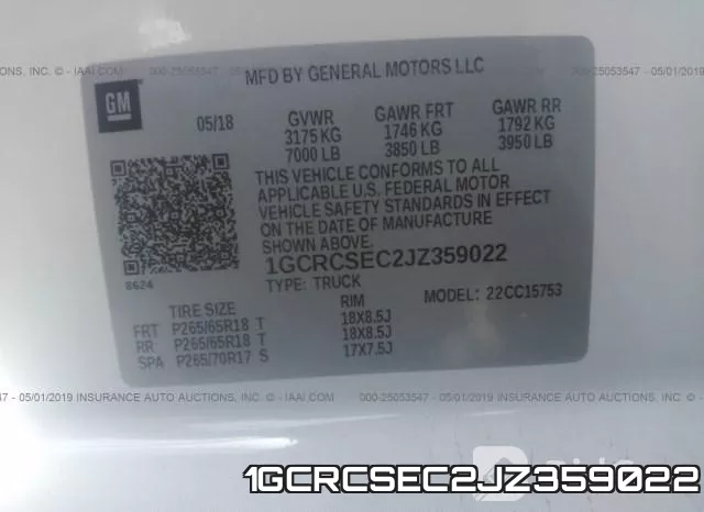 1GCRCSEC2JZ359022 фото 10
