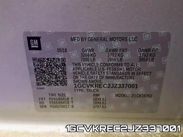 1GCVKREC2JZ337001 фото 2